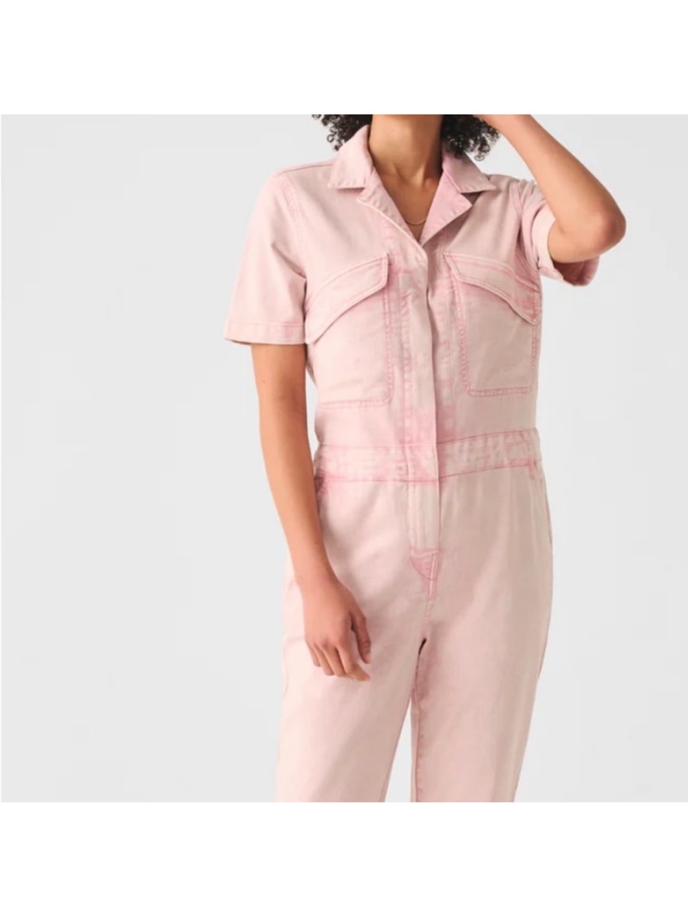NWT Faherty Light Pink Short-Sleeve Utility Jumpsuit